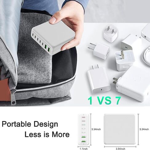 260W 7-Port Desktop Charging Station, 2x65W USB C Laptop Charger Compatible with MacBook Pro/Air, iPad Series, iPhone 14/13/Mini/Pro/13Pro Max/12 Samsung Galaxy Note in Saudi Arabia