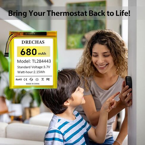 بطارية لبطارية Nest Thermostat (680 مللي أمبير في الساعة)، بطارية بديلة ليثيوم بوليمر مطورة لـ Nest Learning Thermostat الجيل الثاني والثالث، TL284443، T3007ES، T3008US، T4000ES، A0013 مع أدوات إصلاح in Kuwait
