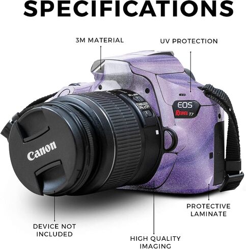 غلاف لامع لامع متوافق مع كاميرا Canon EOS Rebel T7 - ​​أكريليك لافندر - غطاء لاصق واقٍ من الفينيل الفاخر 3M - سهل الاستخدام | صُنع في الولايات المتحدة الأمريكية بواسطة MightySkins in Saudi Arabia