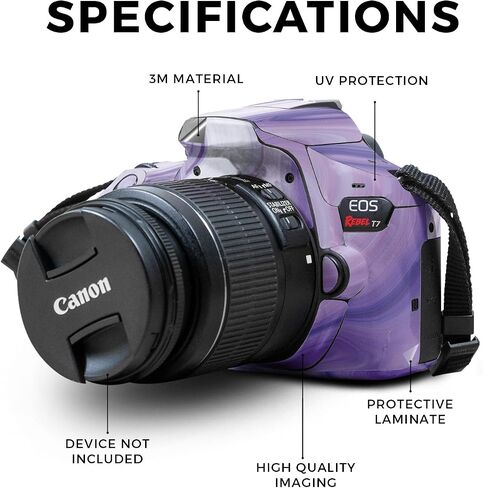 غلاف لامع لامع متوافق مع كاميرا Canon EOS Rebel T7 - ​​أكريليك لافندر - غطاء لاصق واقٍ من الفينيل الفاخر 3M - سهل الاستخدام | صُنع في الولايات المتحدة الأمريكية بواسطة MightySkins in Saudi Arabia
