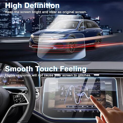 واقي شاشة Karltys مكون من قطعتين لسيارة Mercedes-Benz E-Class All-Terrain 2024 2025 مقاس 12.3 بوصة نافي وشاشة داش مقاس 14.4 بوصة، واقي زجاجي مقاوم للوهج لملحقات مرسيدس E450 in Saudi Arabia
