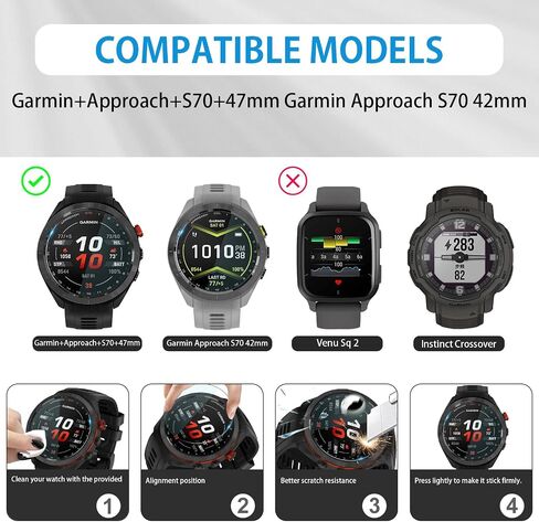 Suoman 4-Pack for Garmin Approach S70 47mm Screen Protector Tempered Glass,[Anti-Scratch][2.5D 9H Hardness] Screen Protector in Saudi Arabia