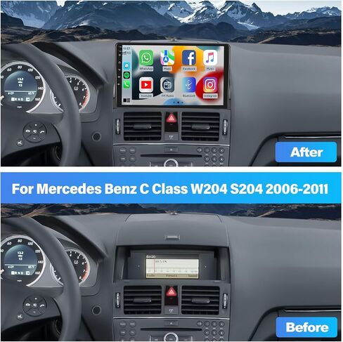 ستيريو راديو السيارة CamECHO Android 13 لسيارة Mercedes Benz C-Class C180 C200 C230 C250 C300 C350 W204 S204 2006-2011، مشغل الوسائط المتعددة للسيارة مع Carplay/Android Auto HiFi GPS WiFi FM RDS SWC + كاميرا احتياطية in Saudi Arabia