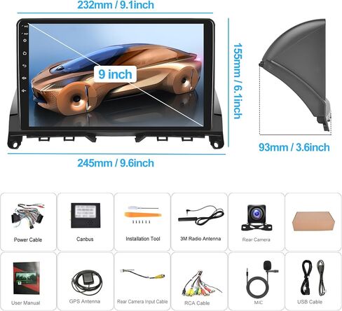 ستيريو راديو السيارة CamECHO Android 13 لسيارة Mercedes Benz C-Class C180 C200 C230 C250 C300 C350 W204 S204 2006-2011، مشغل الوسائط المتعددة للسيارة مع Carplay/Android Auto HiFi GPS WiFi FM RDS SWC + كاميرا احتياطية in Saudi Arabia