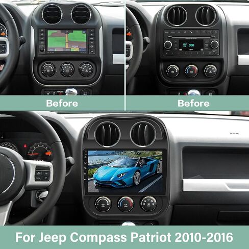 [2G+64G] راديو سيارة لسيارة Jeep Compass Patriot 2010-2016، 10.1 بوصة Android 13 شاشة لمس ستيريو، Carplay/Android Auto/EQ Audio/1080P/SWC/Bluetooth + كاميرا احتياطية AHD in Saudi Arabia