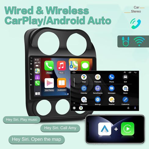 [2G+64G] راديو سيارة لسيارة Jeep Compass Patriot 2010-2016، 10.1 بوصة Android 13 شاشة لمس ستيريو، Carplay/Android Auto/EQ Audio/1080P/SWC/Bluetooth + كاميرا احتياطية AHD in Saudi Arabia