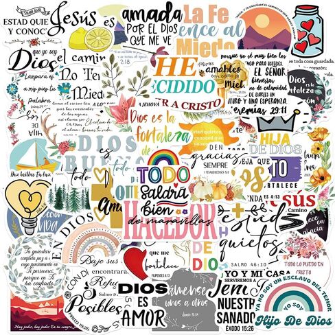 Spanish Bible Aesthetic Stickers, Motivational Christian Jesus Stickers, 50PCS Religious Bible Verse Vinyl Waterproof Stickers for Water Bottle, Laptop, Scrapbook, Journaling Supplies (Bibles) in Saudi Arabia