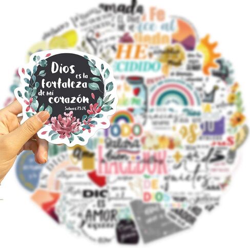 Spanish Bible Aesthetic Stickers, Motivational Christian Jesus Stickers, 50PCS Religious Bible Verse Vinyl Waterproof Stickers for Water Bottle, Laptop, Scrapbook, Journaling Supplies (Bibles) in Saudi Arabia