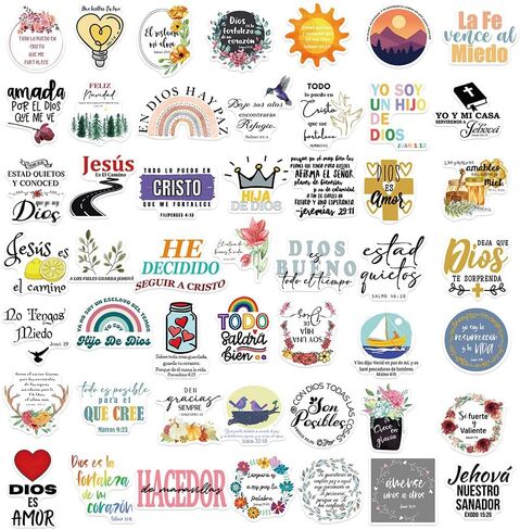 Spanish Bible Aesthetic Stickers, Motivational Christian Jesus Stickers, 50PCS Religious Bible Verse Vinyl Waterproof Stickers for Water Bottle, Laptop, Scrapbook, Journaling Supplies (Bibles) in Saudi Arabia