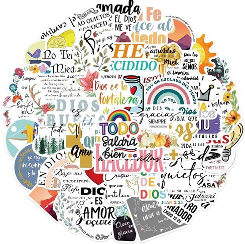 Spanish Bible Aesthetic Stickers, Motivational Christian Jesus Stickers, 50PCS Religious Bible Verse Vinyl Waterproof Stickers for Water Bottle, Laptop, Scrapbook, Journaling Supplies (Bibles) in Saudi Arabia