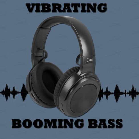 Altec Lansing MZX701- BLK Rumble Bass Boosted Over Ear Bluetooth Headphones with Omnidirectional Vibration, 10 Hour Battery Life and Voice Assistant Integration, Dynamic Bass, Black, 8.3 x 8.2 x 4.1 Inches in Saudi Arabia