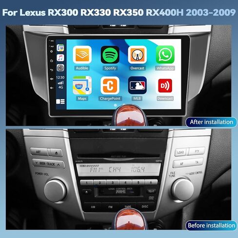 ستيريو سيارة CamECHO 2+64G Android 13 لسيارة Lexus RX300 RX330 RX350 RX400H 2003-2009، راديو CarPlay وراديو السيارة Android Auto، شاشة لمس 9 بوصات داخل لوحة القيادة GPS مع بلوتوث HiFi WiFi FM/RDS SWC Mirror Link in Saudi Arabia