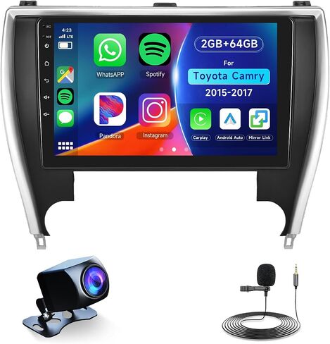 Hodozzy 8 Core 2GB+64GB Android Car Stereo for Toyota Camry 2015 2016 2017، Double Din Carplay Android Auto Car Radio، 10 بوصة IPS تعمل باللمس مع DSP GPS Navigation Mirror Link WIFI Bluetooth FM in Saudi Arabia