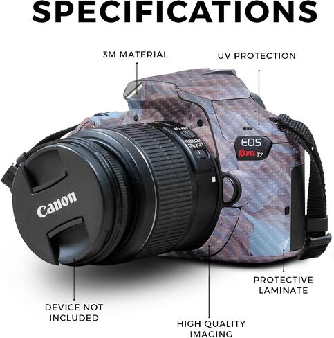 Carbon Fiber Skin Compatible with Canon EOS Rebel T7 Camera - Monsoon - Premium 3M Vinyl Protective Wrap Decal Cover - Easy to Apply | Crafted in The USA by MightySkins in Saudi Arabia