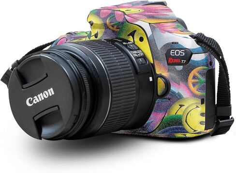 Carbon Fiber Skin Compatible with Canon EOS Rebel T7 Camera - Black Wall - Premium 3M Vinyl Protective Wrap Decal Cover - Easy to Apply | Crafted in The USA by MightySkins in Saudi Arabia