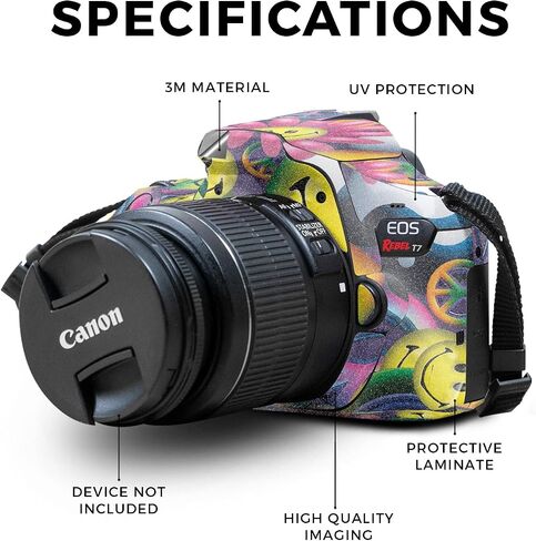 Carbon Fiber Skin Compatible with Canon EOS Rebel T7 Camera - Black Wall - Premium 3M Vinyl Protective Wrap Decal Cover - Easy to Apply | Crafted in The USA by MightySkins in Saudi Arabia