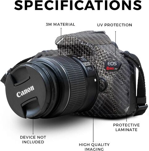 Carbon Fiber Skin Compatible with Canon EOS Rebel T7 Camera - Black Wall - Premium 3M Vinyl Protective Wrap Decal Cover - Easy to Apply | Crafted in The USA by MightySkins in Saudi Arabia