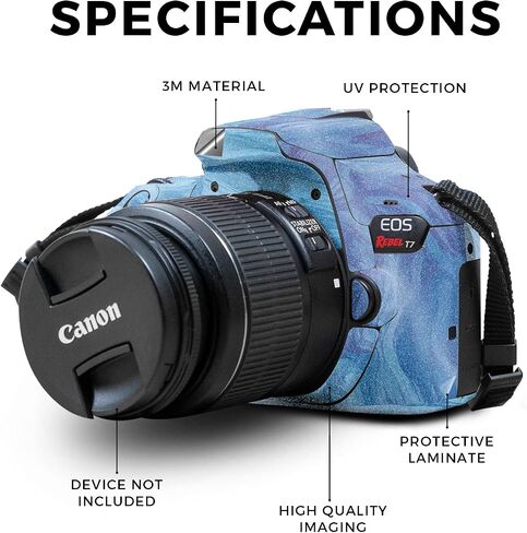 Carbon Fiber Skin Compatible with Canon EOS Rebel T7 Camera - Monsoon - Premium 3M Vinyl Protective Wrap Decal Cover - Easy to Apply | Crafted in The USA by MightySkins in Saudi Arabia