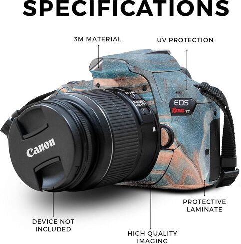 Carbon Fiber Skin Compatible with Canon EOS Rebel T7 Camera - Monsoon - Premium 3M Vinyl Protective Wrap Decal Cover - Easy to Apply | Crafted in The USA by MightySkins in Saudi Arabia