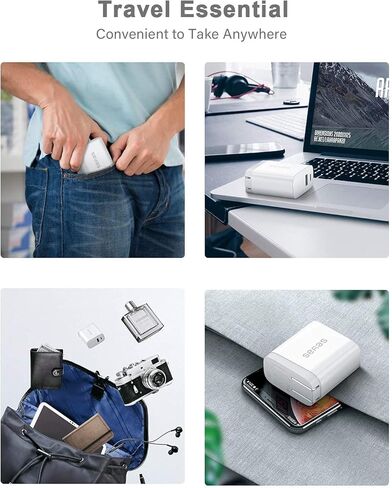 شاحن USB C، شاحن حائط Seyas 30 وات، 2 منفذ لتوصيل الطاقة، شاحن سريع، محول طاقة قابل للطي، شاحن PD لأجهزة iPhone iPad Airpods Pixel Galaxy Switch والمزيد، أبيض in Kuwait