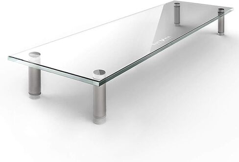 Eutuxia Type-S Black Tempered Glass Monitor Stand, TV, Laptop, Computer, All-In-One Desktop, Printer Riser [21.75 x 8.25 x 3.25 Inches] in Saudi Arabia
