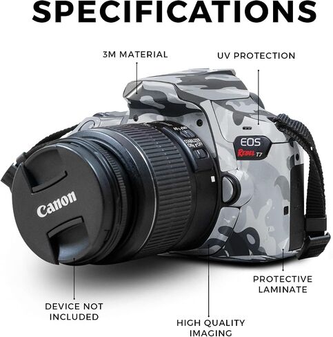 غلاف من ألياف الكربون متوافق مع كاميرا Canon EOS Rebel T7 - ​​نجوم بنفسجية - غطاء لاصق واقٍ من الفينيل 3M ممتاز - سهل الاستخدام | صُنع في الولايات المتحدة الأمريكية بواسطة MightySkins in Saudi Arabia