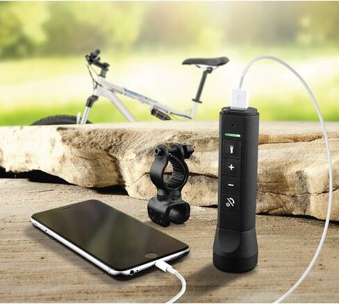 Scout All-in-One 5 Function [LED Flashlight, Wireless Speaker, 2500mAh USB Portable Battery, FM Radio, Micro-SD Card Player] Multifunctional Device with Bicycle/Handlebar Clip - Black/Silver in Saudi Arabia