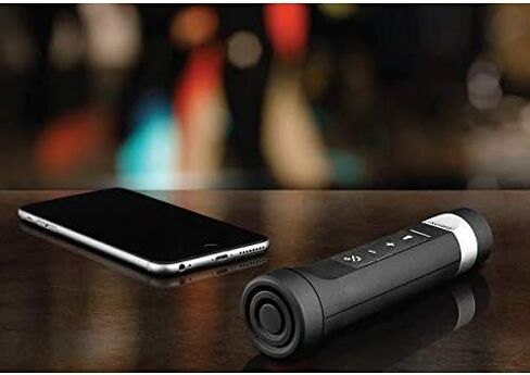 Scout All-in-One 5 Function [LED Flashlight, Wireless Speaker, 2500mAh USB Portable Battery, FM Radio, Micro-SD Card Player] Multifunctional Device with Bicycle/Handlebar Clip - Black/Silver in Saudi Arabia