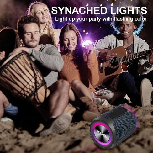 YOUXIU 40W Portable Bluetooth Speaker 360 Degree Stereo Subwoofer IPX7 Waterproof with Lighting Support TF Double Pairing Wireless Speaker in Saudi Arabia