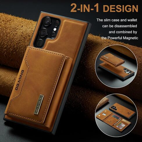 Wallet Case for Samsung Galaxy S23 Ultra, Leather Phone Case with Magnetic Detachable Trifold Wallet Card Holder Pocket (Black) in Saudi Arabia