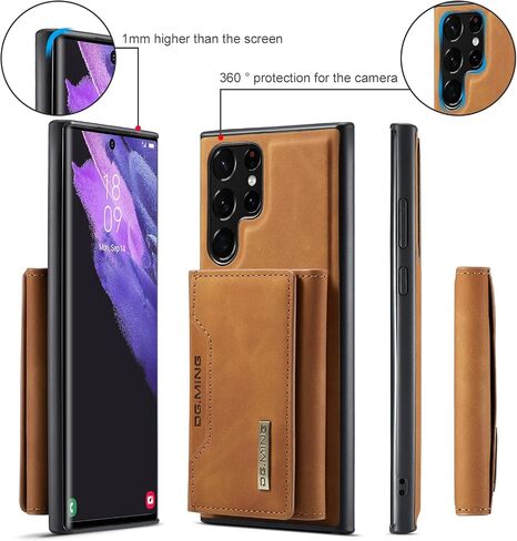 Wallet Case for Samsung Galaxy S23 Ultra, Leather Phone Case with Magnetic Detachable Trifold Wallet Card Holder Pocket (Black) in Saudi Arabia