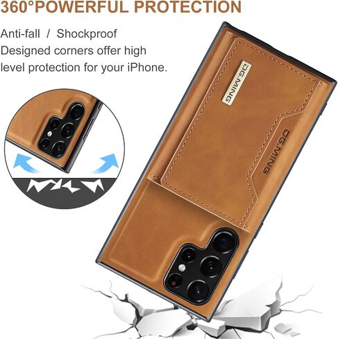 Wallet Case for Samsung Galaxy S23 Ultra, Leather Phone Case with Magnetic Detachable Trifold Wallet Card Holder Pocket (Black) in Saudi Arabia