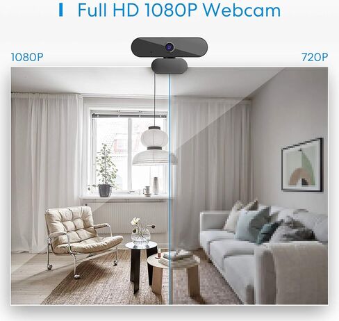 كاميرا ويب meross 1080P مع ميكروفون لسطح المكتب، 2021 USB كاميرا ويب التركيز التلقائي، كاميرا كمبيوتر عالية الدقة للبث عبر الإنترنت/مكالمات الفيديو، كمبيوتر محمول Mac in Kuwait