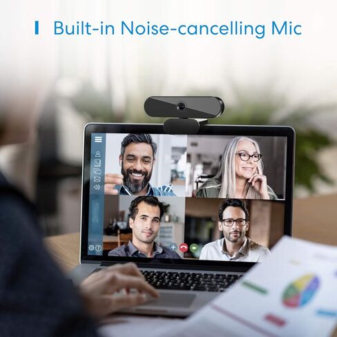 كاميرا ويب meross 1080P مع ميكروفون لسطح المكتب، 2021 USB كاميرا ويب التركيز التلقائي، كاميرا كمبيوتر عالية الدقة للبث عبر الإنترنت/مكالمات الفيديو، كمبيوتر محمول Mac in Kuwait