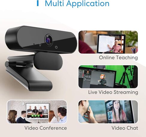 كاميرا ويب meross 1080P مع ميكروفون لسطح المكتب، 2021 USB كاميرا ويب التركيز التلقائي، كاميرا كمبيوتر عالية الدقة للبث عبر الإنترنت/مكالمات الفيديو، كمبيوتر محمول Mac in Kuwait