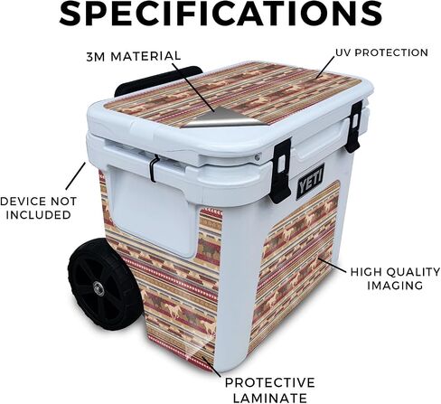 Glossy Glitter Cooler Skin Compatible with Yeti Roadie 32 Wheeled Cooler - Western Horses - Premium 3M Vinyl Protective Wrap Decal Cover - Easy to Apply | Crafted in The USA by MightySkins in Saudi Arabia