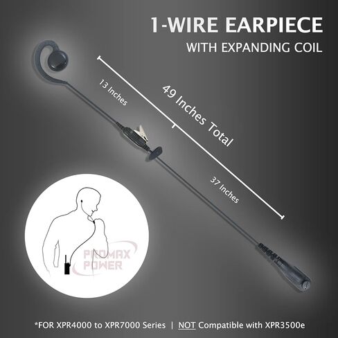 C-Shape Swivel Earpiece Headset with PTT Button & Microphone for Motorola Two-Way Radios XPR7550e, XPR7580, XiR-P8268, MTP850, APX900, APX4000 in Saudi Arabia