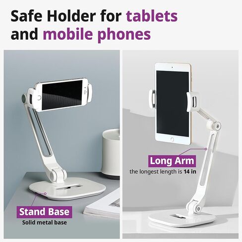 iRing Smart Mount, Tablet Mount & Cell Phone Holder Stand (Long Arm/Stand Base (Black)) in Saudi Arabia