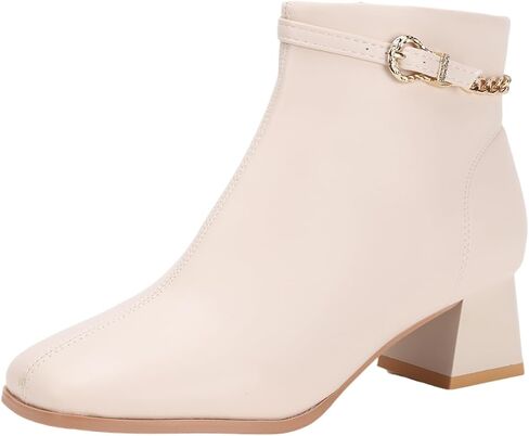 Camello Women's Ankle Boots Low Heel with Side Zipper Classic Fashion Booties with Chunky Heel in Saudi Arabia