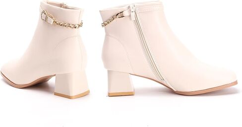 Camello Women's Ankle Boots Low Heel with Side Zipper Classic Fashion Booties with Chunky Heel in Saudi Arabia