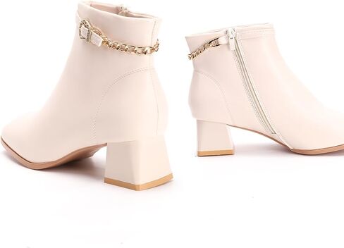Camello Women's Ankle Boots Low Heel with Side Zipper Classic Fashion Booties with Chunky Heel in Saudi Arabia