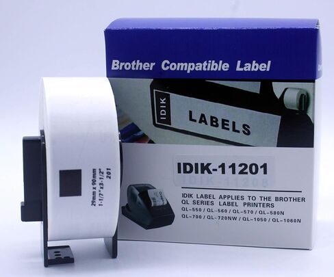 ملصقات بديلة IDIK-11201 متوافقة مع ملصق العنوان القياسي Brother DK-1201 29 مم × 90 مم × 400 قطعة/لفة معبأة في صندوق بيع بالتجزئة مطبوع فردي مع خرطوشة دائمة in Saudi Arabia
