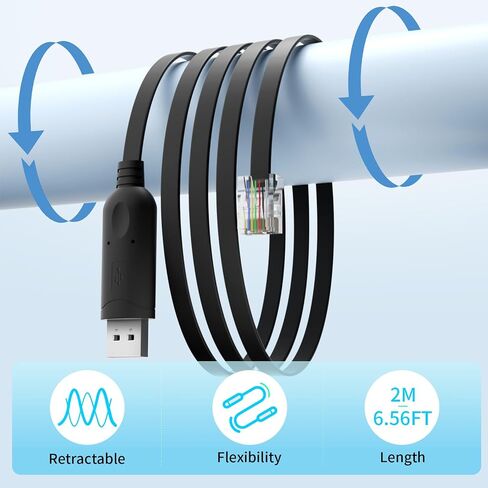 6.5ft USB to RJ12 Cable 6P4C RS232 Serial Cable with FTDI-FT232 Chip Adapter Cable for APC PDU UPS 940-0144 940-0144A (2) in Saudi Arabia