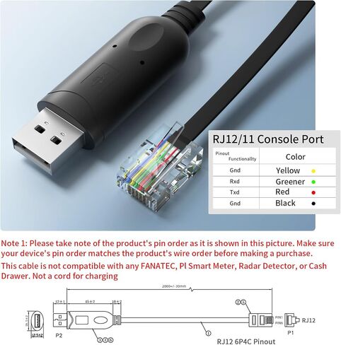 6.5ft USB to RJ12 Cable 6P4C RS232 Serial Cable with FTDI-FT232 Chip Adapter Cable for APC PDU UPS 940-0144 940-0144A (2) in Saudi Arabia