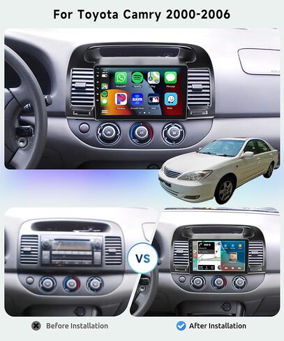 8 CORE 2G+64G Car Radio for Toyota Camry 2000-2006 with Wireless CarPlay/Android Auto, Podofo 9" 1280 * 720P IPS Touch Screen Stereo Android 13 GPS WiFi Bluetooth DSP SWC + HD Backup Camera in Saudi Arabia
