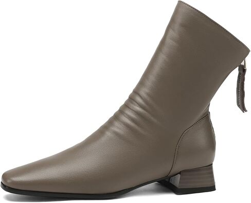 TinaCus Women's Genuine Leather Handmade Block Heel Zip Up Little Square Toe Ankle Boots in Saudi Arabia