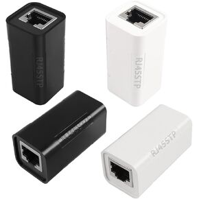 4PCS RJ45 Coupler,RJ45 Inline Coupler with Shield,8P8S Network Connectors Female to Female Ethernet Cable Extender Adapter for Cat6/ Cat5/ Cat5e Ethernet Cable（2black+2white）