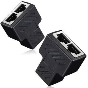2 Pack RJ45 Splitter Coupler Adapter Network LAN ETHERNET Internet Extension for Cat 5, Cat5e, Cat 6