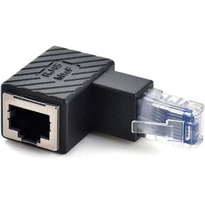 VIMVIP 90 Degree Ethernet LAN RJ45 Male to Female Network Adapter, Right Angle Network Cat5 / Cat5e / Cat6 Extender Adapter for Modem, Router, PC, Network Printer, Laptop, LAN, etc (Left)