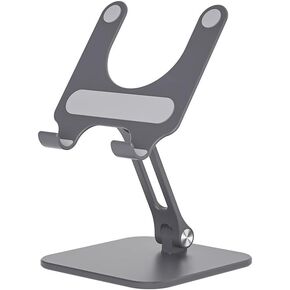 Tablet Stand Holder for Desk Adjustable Aluminum Portable Stand Holder Desktop Foldable Dock Heavy Duty Metal Base Compatible with ipad pro 12.9, 9.7, 10.5, ipad air Mini 4 3 2, Grey